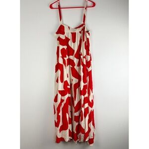Abel the Label Red and White Patterned Maxi Dress Size L NWT Vacation Resortwear